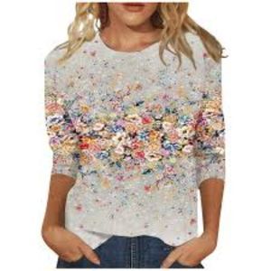 NWOT Floral Crew Neck Fall Top Size M